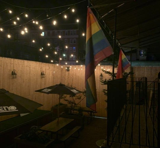 Flags flying after dark
